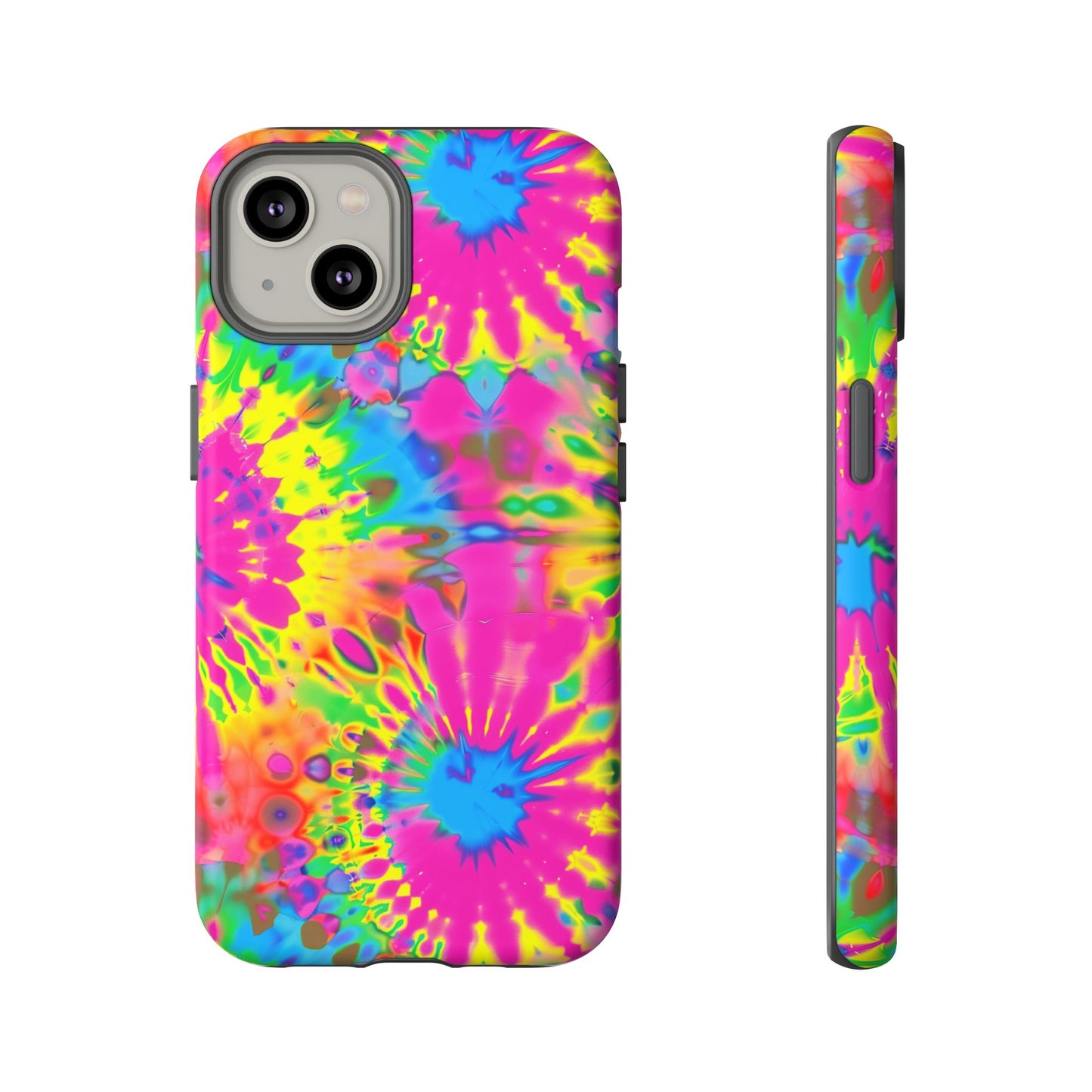 Neon Tie-Dye Burst Tough iPhone Case