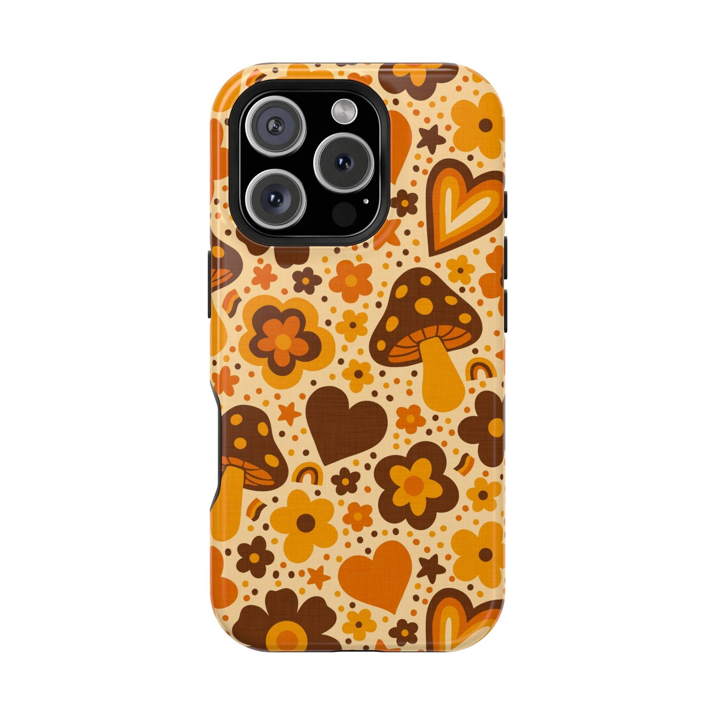 Groovy Harvest Mushrooms, Hearts and Flowers MagSafe® iPhone Tough Case