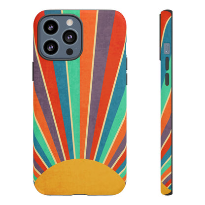 Retro Rainbow Sunburst Tough iPhone Case
