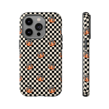 Checkered Cute Pumpkins & Bows iPhone Tough Case