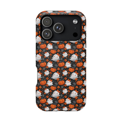 Cute Kawaii Lady Ghosts & Pumpkins MagSafe® iPhone Tough Case
