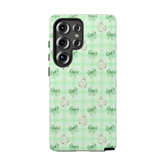 Green Gingham Ghosts & Bows Samsung Galaxy Tough Case