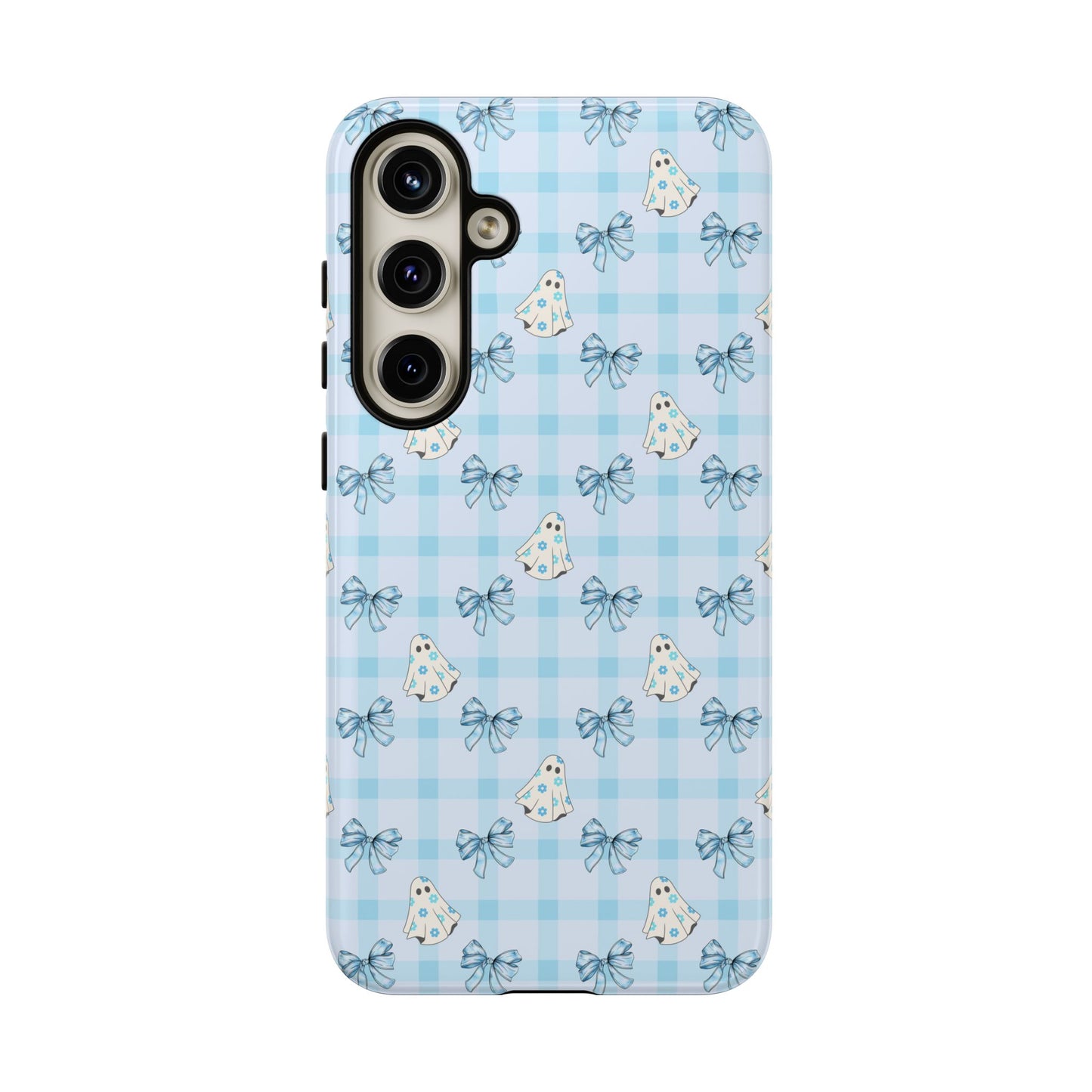 Blue Gingham Ghosts & Bows Samsung Galaxy Tough Case