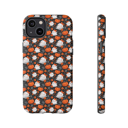 Cute Kawaii Lady Ghosts & Pumpkins iPhone Tough Case