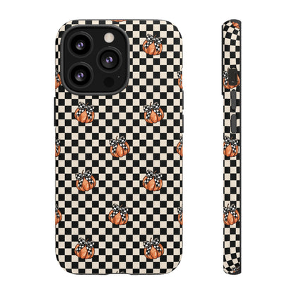 Checkered Cute Pumpkins & Bows iPhone Tough Case