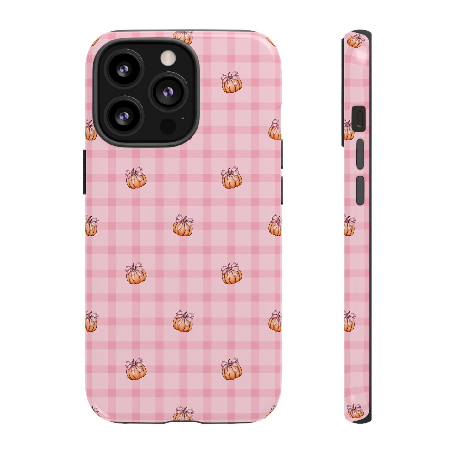 Pink Gingham Pumpkins iPhone Tough Case