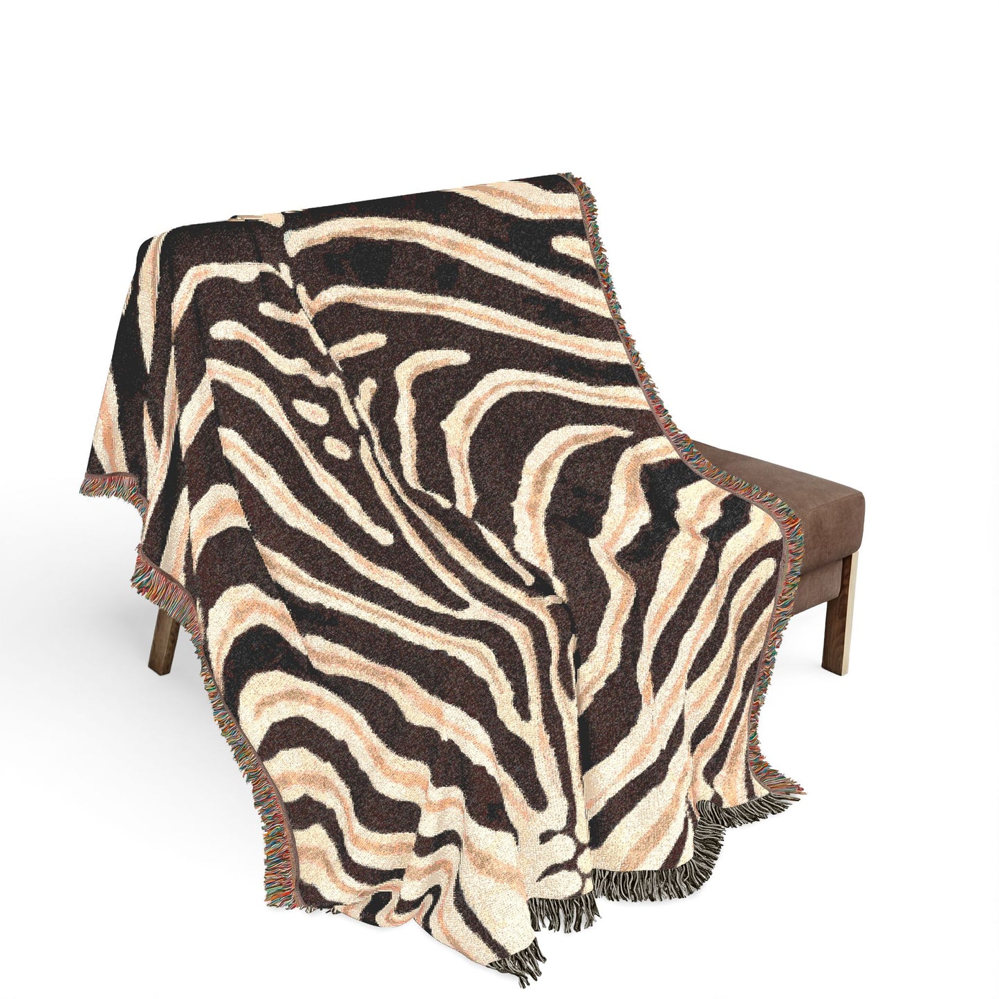Zebra Print Woven Blanket | Black White Striped Throw