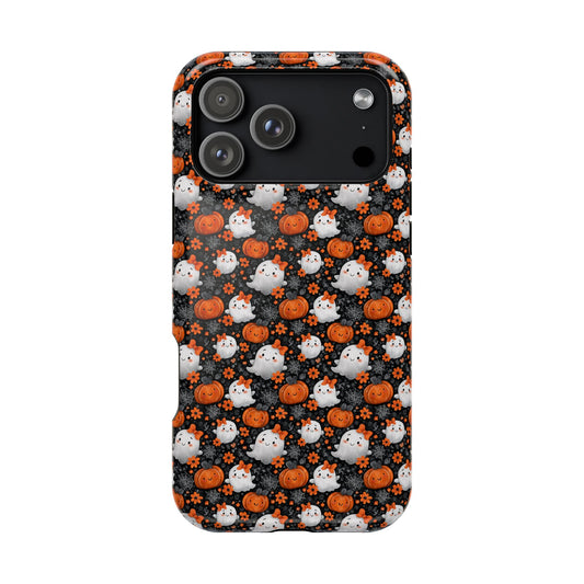Cute Kawaii Lady Ghosts & Pumpkins MagSafe® iPhone Tough Case