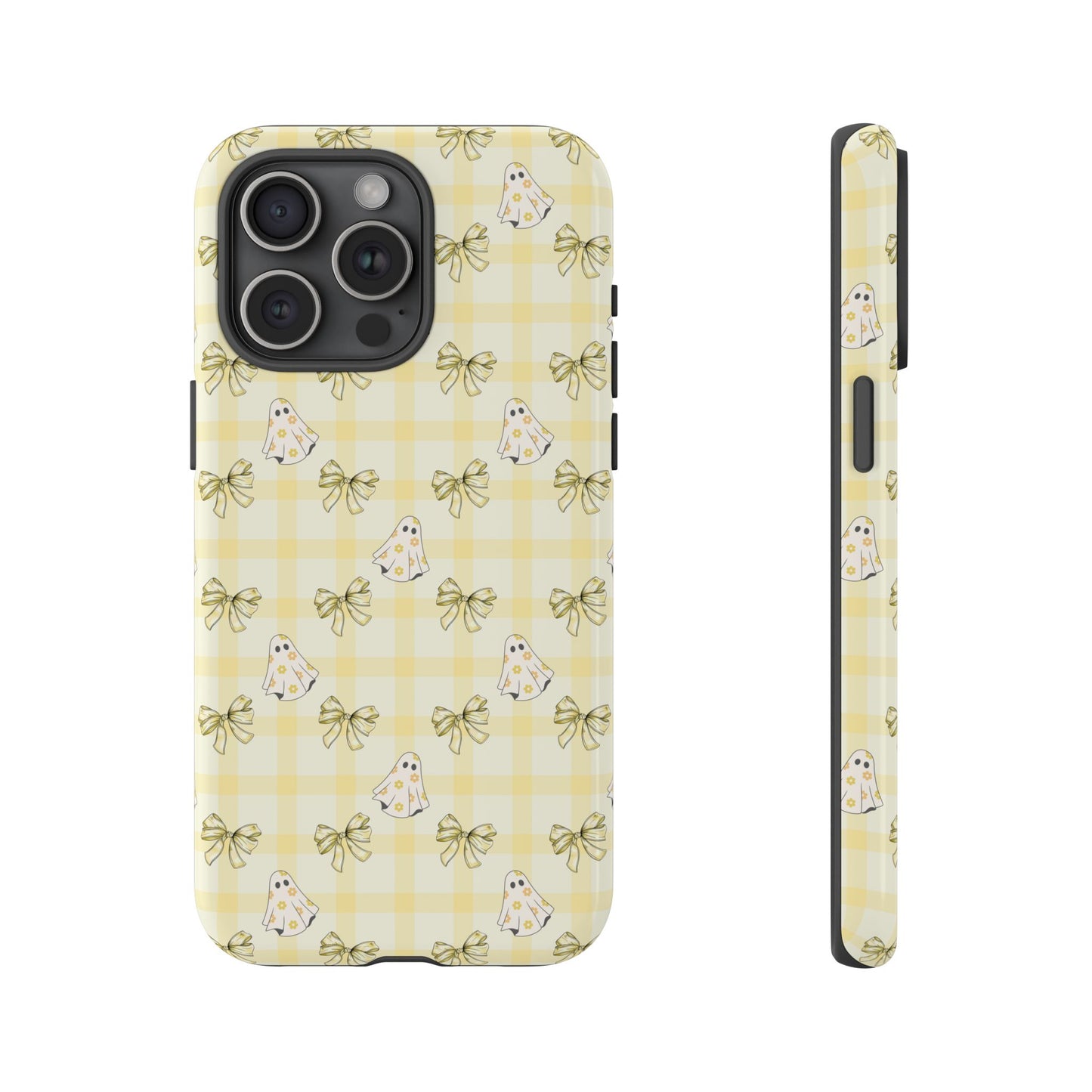 Yellow Gingham Ghosts & Bows iPhone Tough Case