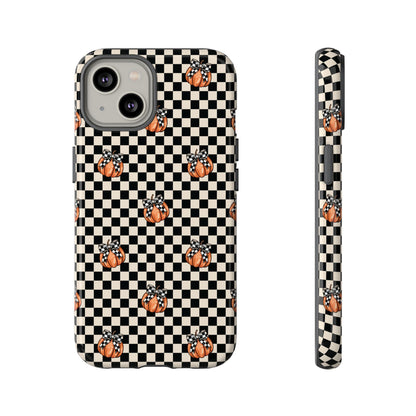 Checkered Cute Pumpkins & Bows iPhone Tough Case