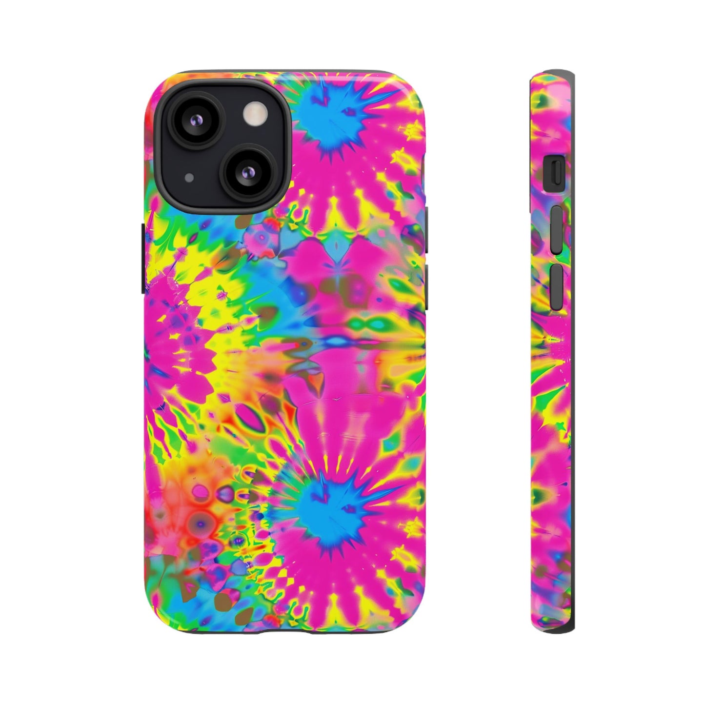 Neon Tie-Dye Burst Tough iPhone Case