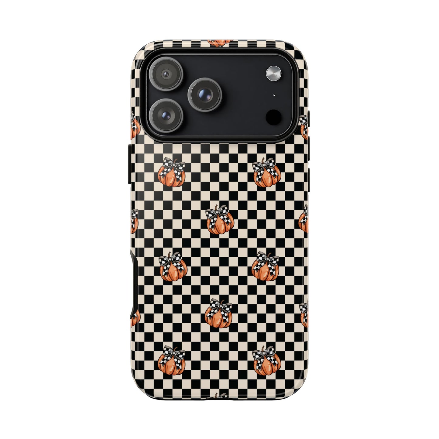 Checkered Cute Pumpkins & Bows iPhone Tough Case