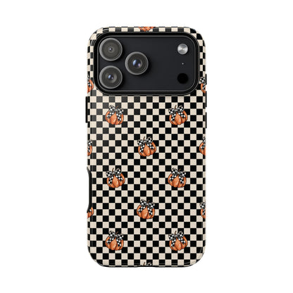 Checkered Cute Pumpkins & Bows iPhone Tough Case