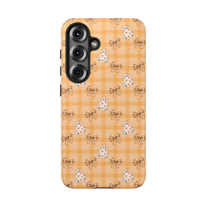 Orange Gingham Ghosts & Bows Samsung Galaxy Tough Case