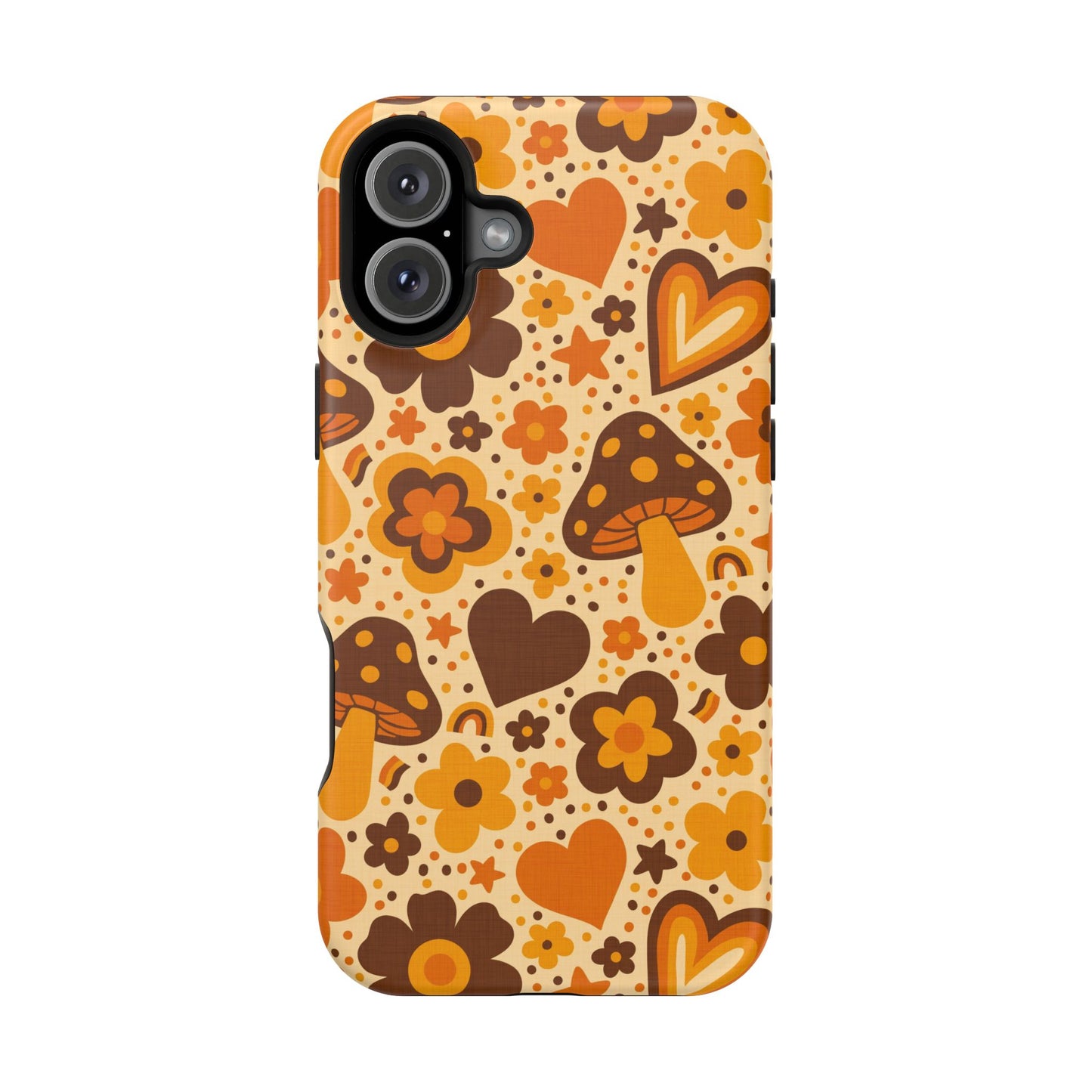 Groovy Harvest Mushrooms, Hearts and Flowers MagSafe® iPhone Tough Case