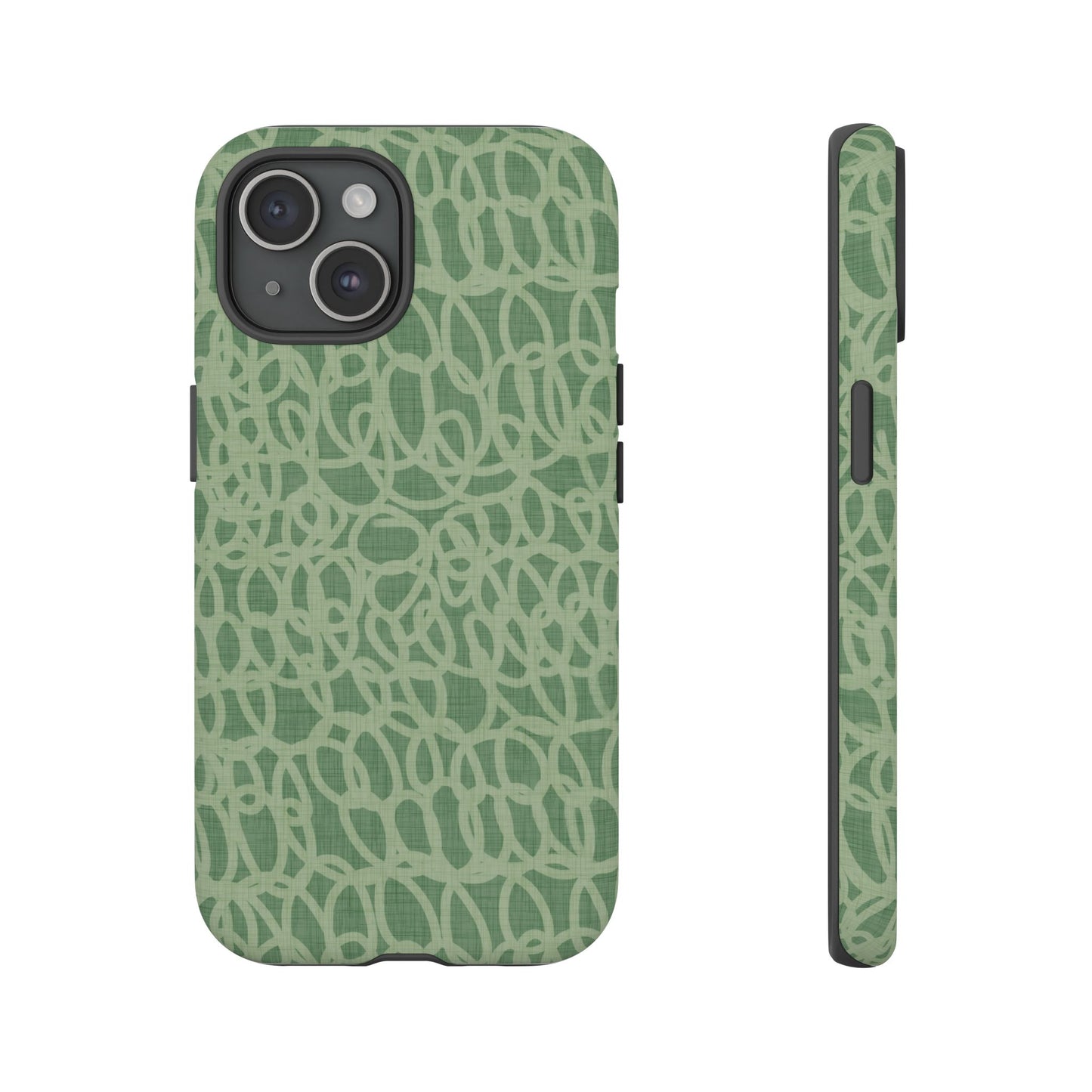 Sage Green Scribble Loops iPhone Tough Case