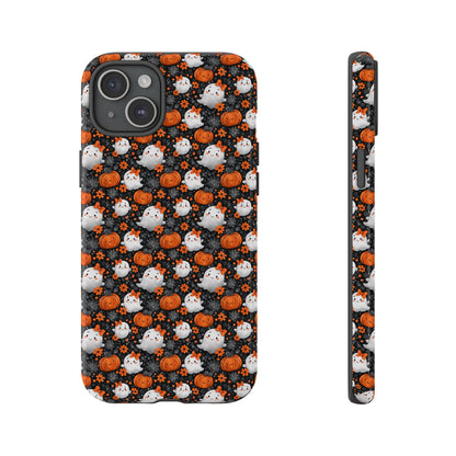 Cute Kawaii Lady Ghosts & Pumpkins iPhone Tough Case