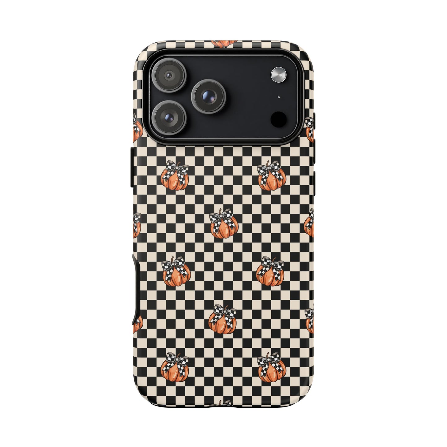 Checkered Cute Pumpkins & Bows iPhone Tough Case