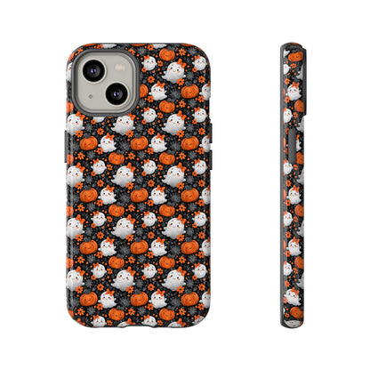 Cute Kawaii Lady Ghosts & Pumpkins iPhone Tough Case