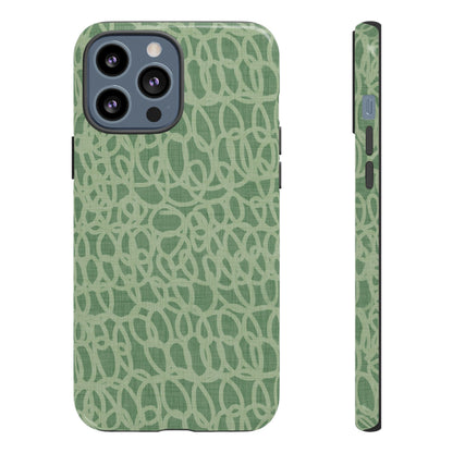 Sage Green Scribble Loops iPhone Tough Case
