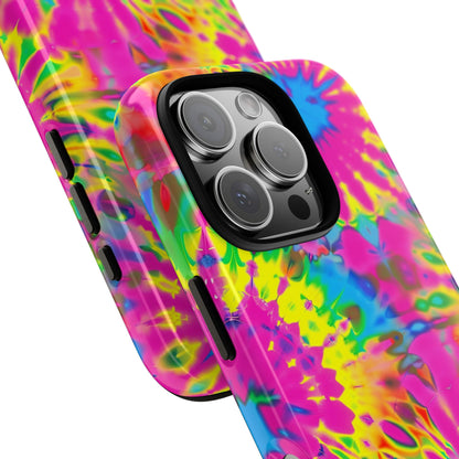 Neon Tie-Dye Burst Tough iPhone Case