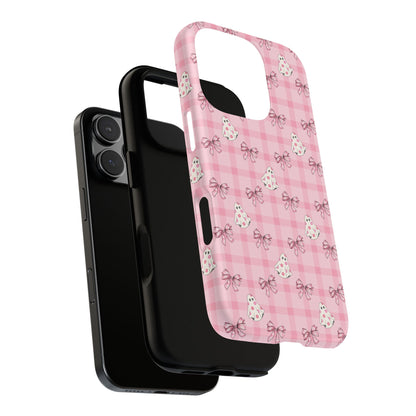 Pink Gingham Ghosts & Bows iPhone Tough Case