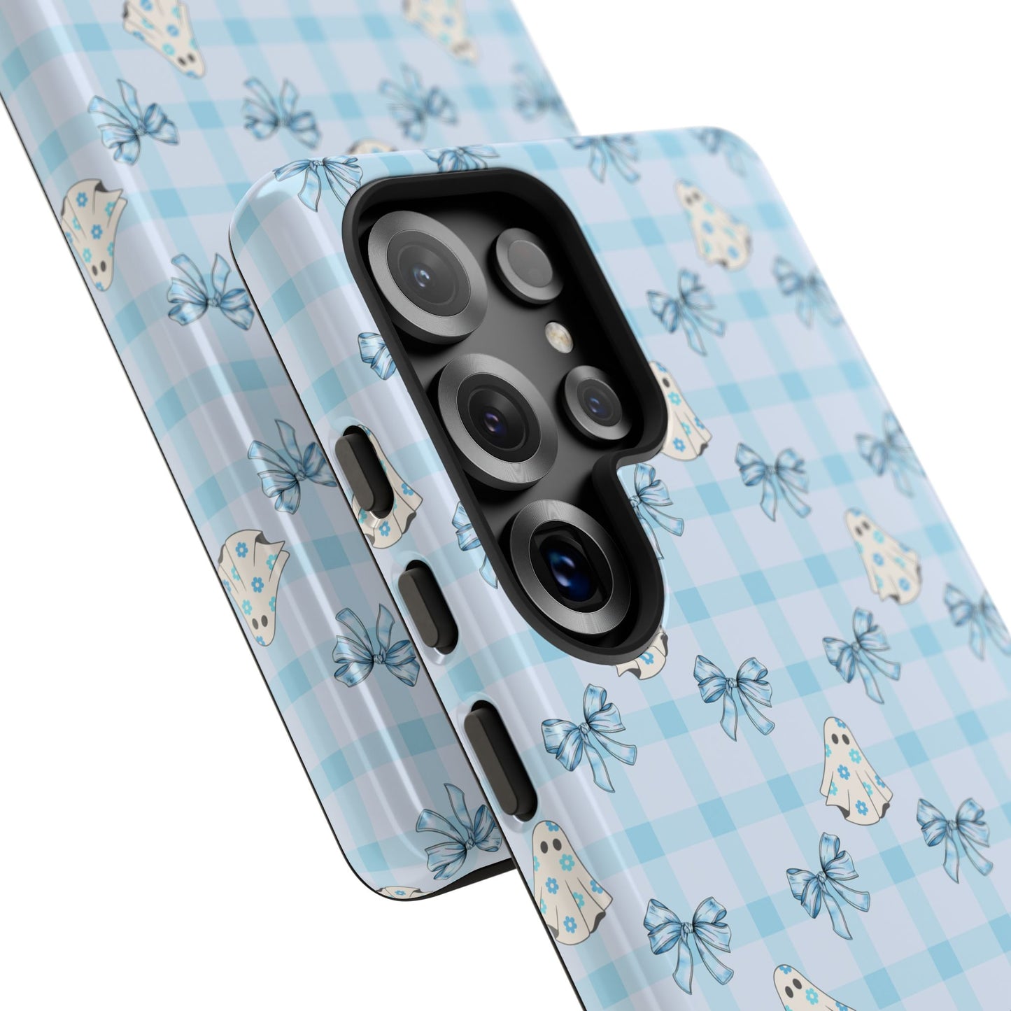 Blue Gingham Ghosts & Bows Samsung Galaxy Tough Case