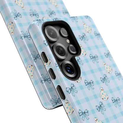 Blue Gingham Ghosts & Bows Samsung Galaxy Tough Case