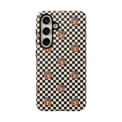 Checkered Cute Pumpkins & Bows Samsung Galaxy Tough Case