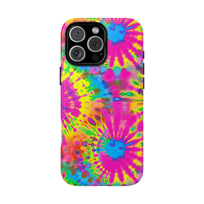 Neon Tie-Dye Burst Tough iPhone Case