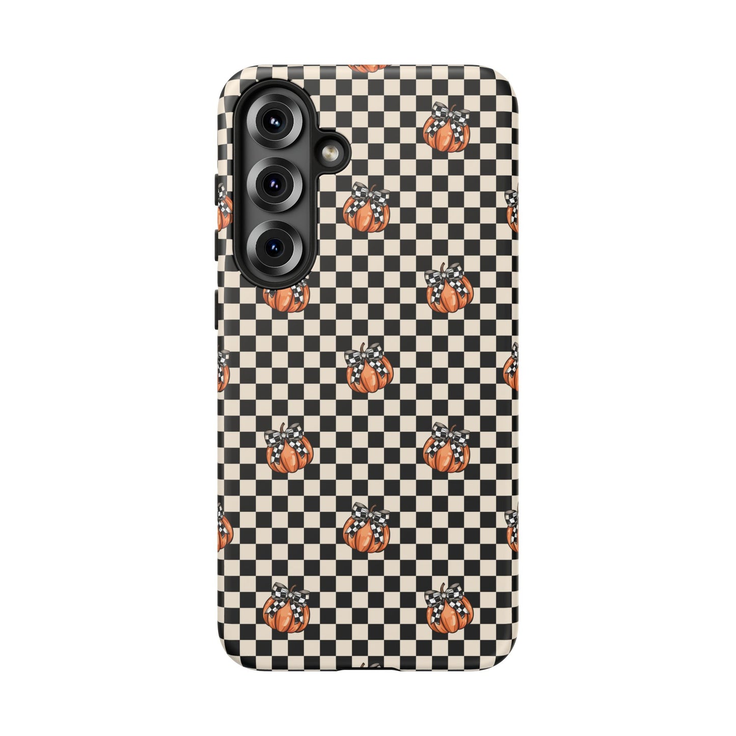 Checkered Cute Pumpkins & Bows Samsung Galaxy Tough Case