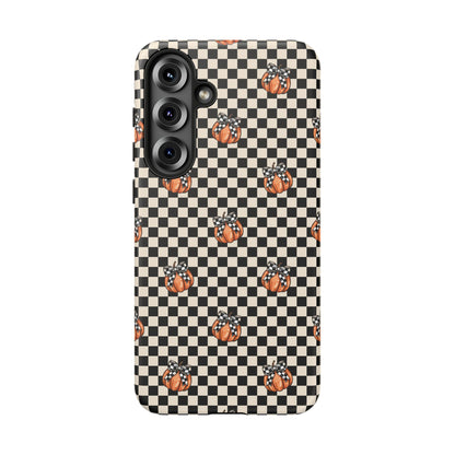 Checkered Cute Pumpkins & Bows Samsung Galaxy Tough Case