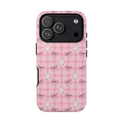 Pink Gingham Ghosts & Bows iPhone Tough Case