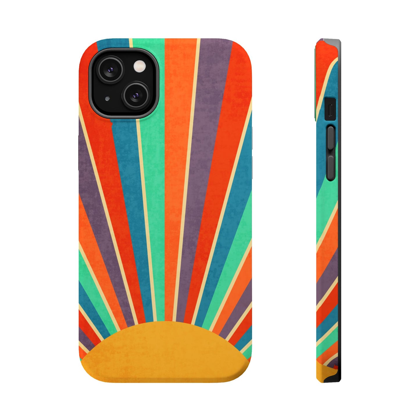 Retro Rainbow Sunburst MagSafe® Tough iPhone Case