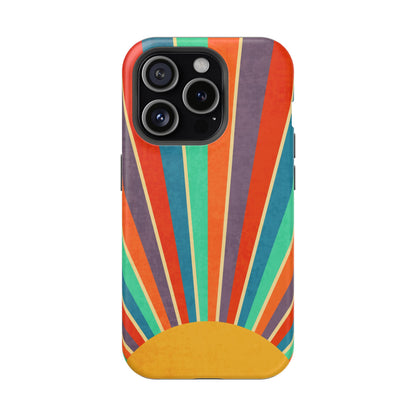 Retro Rainbow Sunburst MagSafe® Tough iPhone Case