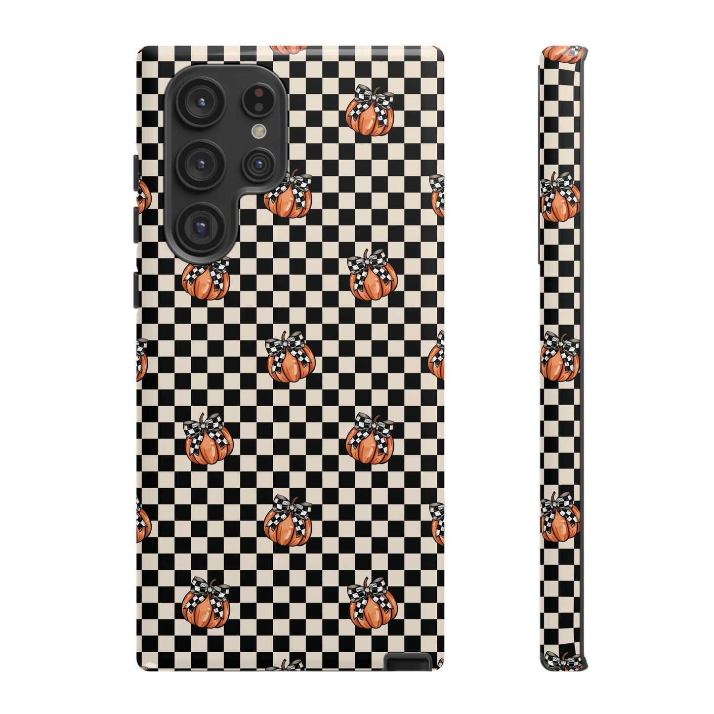 Checkered Cute Pumpkins & Bows Samsung Galaxy Tough Case