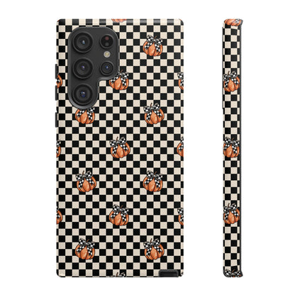 Checkered Cute Pumpkins & Bows Samsung Galaxy Tough Case