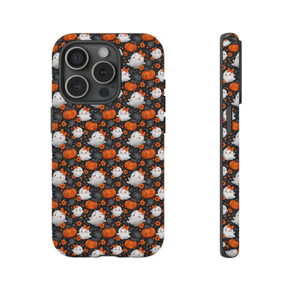 Cute Kawaii Lady Ghosts & Pumpkins iPhone Tough Case