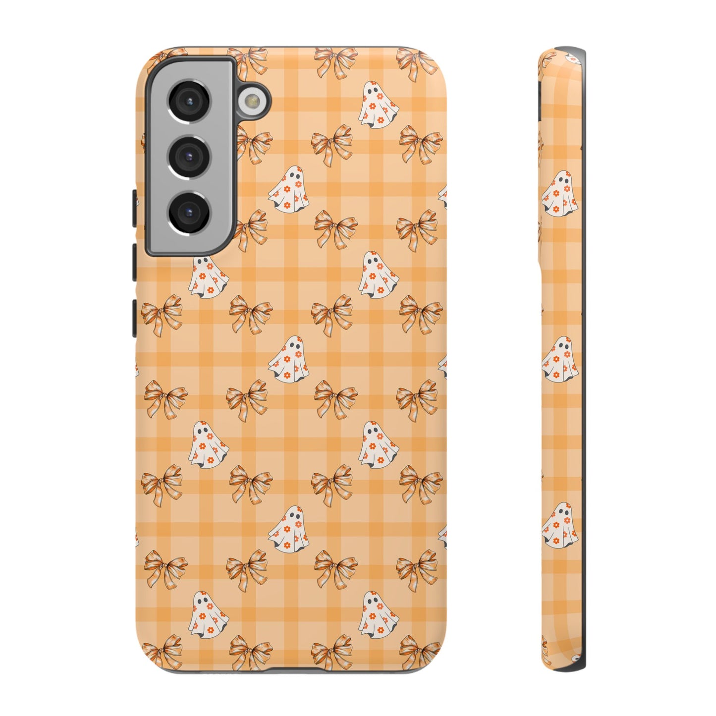 Orange Gingham Ghosts & Bows Samsung Galaxy Tough Case