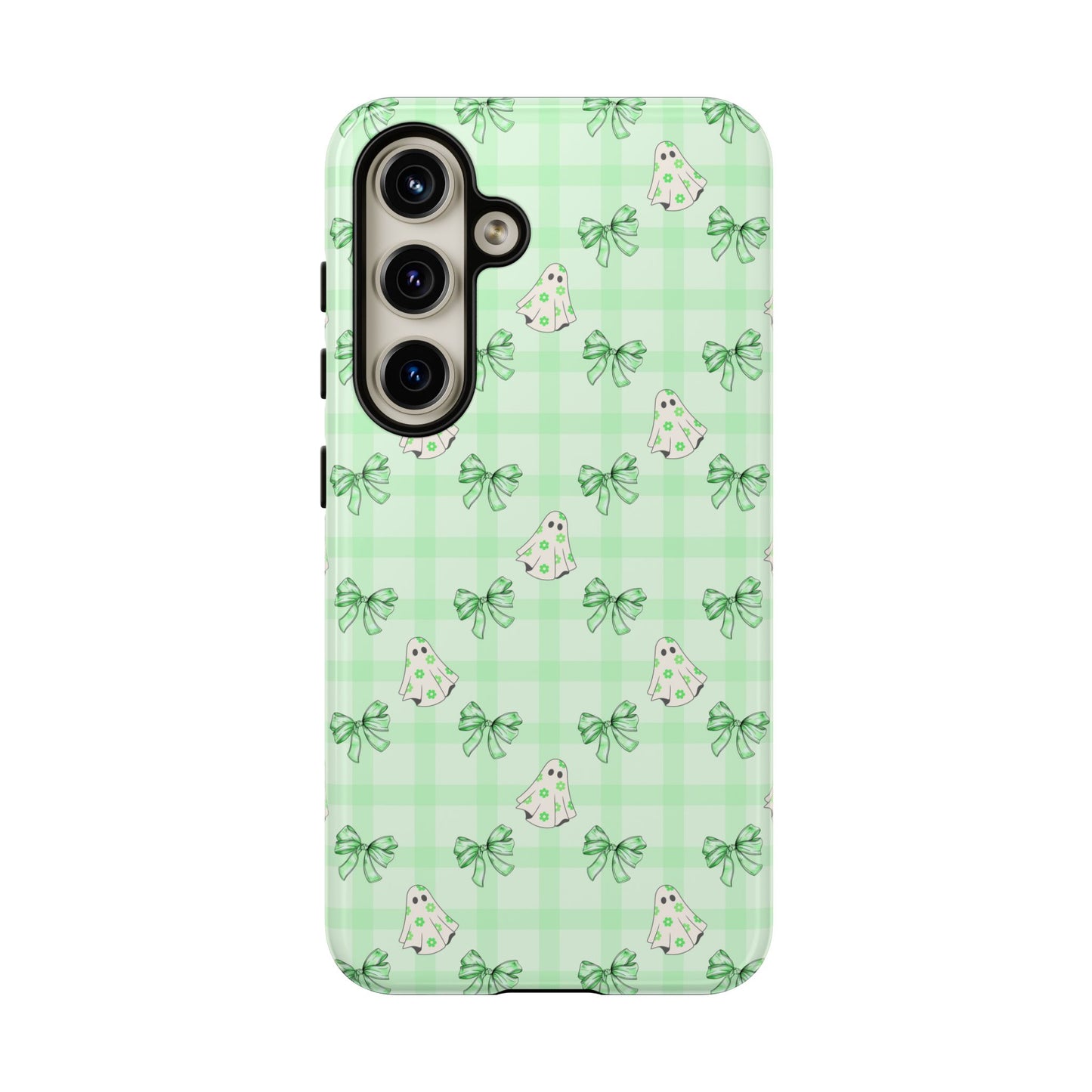 Green Gingham Ghosts & Bows Samsung Galaxy Tough Case