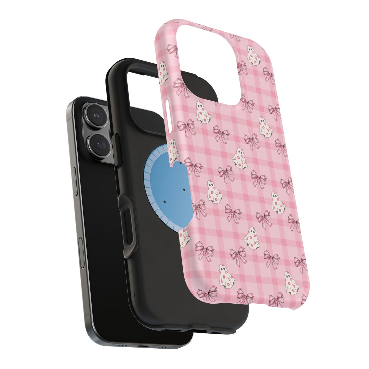 Pink Gingham Ghosts & Bows MagSafe® iPhone Tough Case