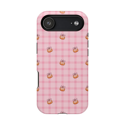 Pink Gingham Pumpkins MagSafe® iPhone Tough Case