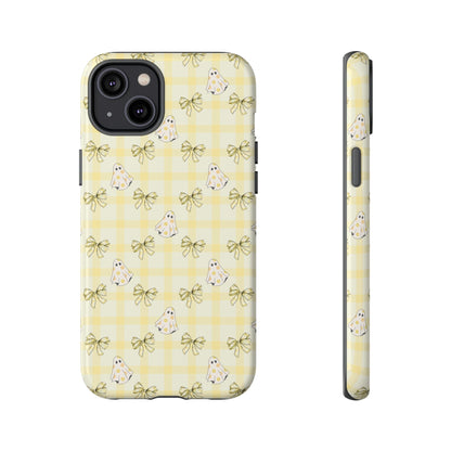 Yellow Gingham Ghosts & Bows iPhone Tough Case