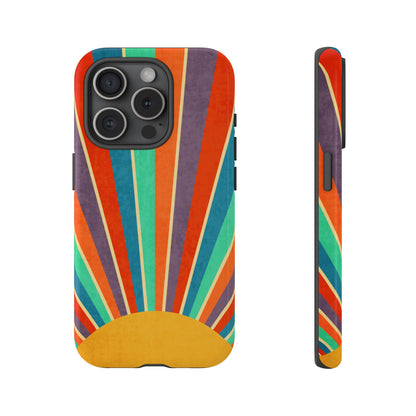 Retro Rainbow Sunburst Tough iPhone Case