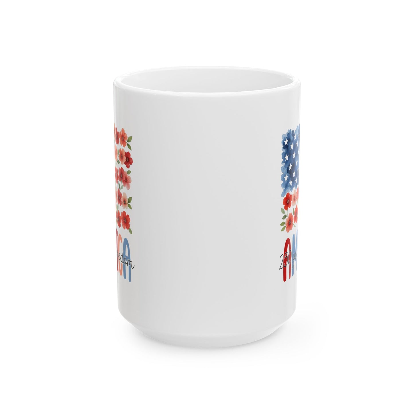 Floral American Flag Mug | Ceramic Coffee Cup