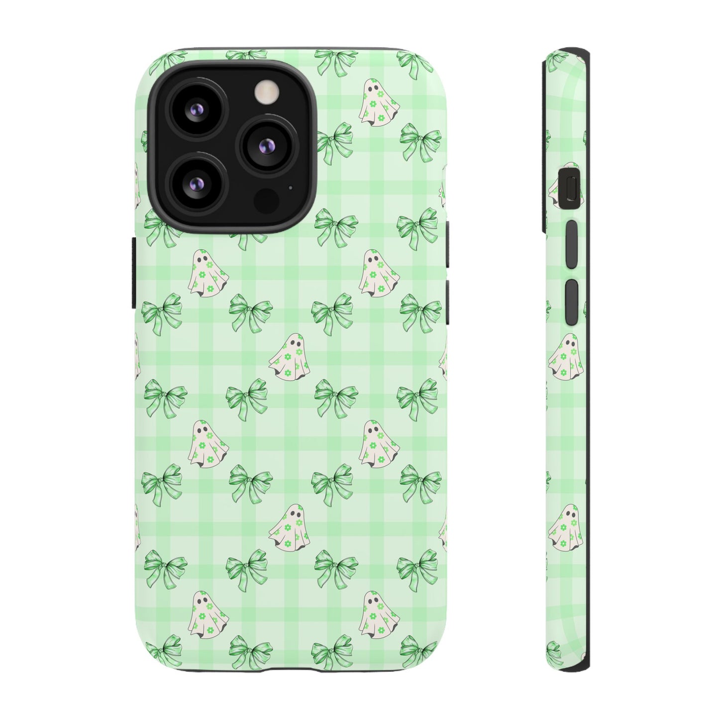 Green Gingham Ghosts & Bows iPhone Tough Case