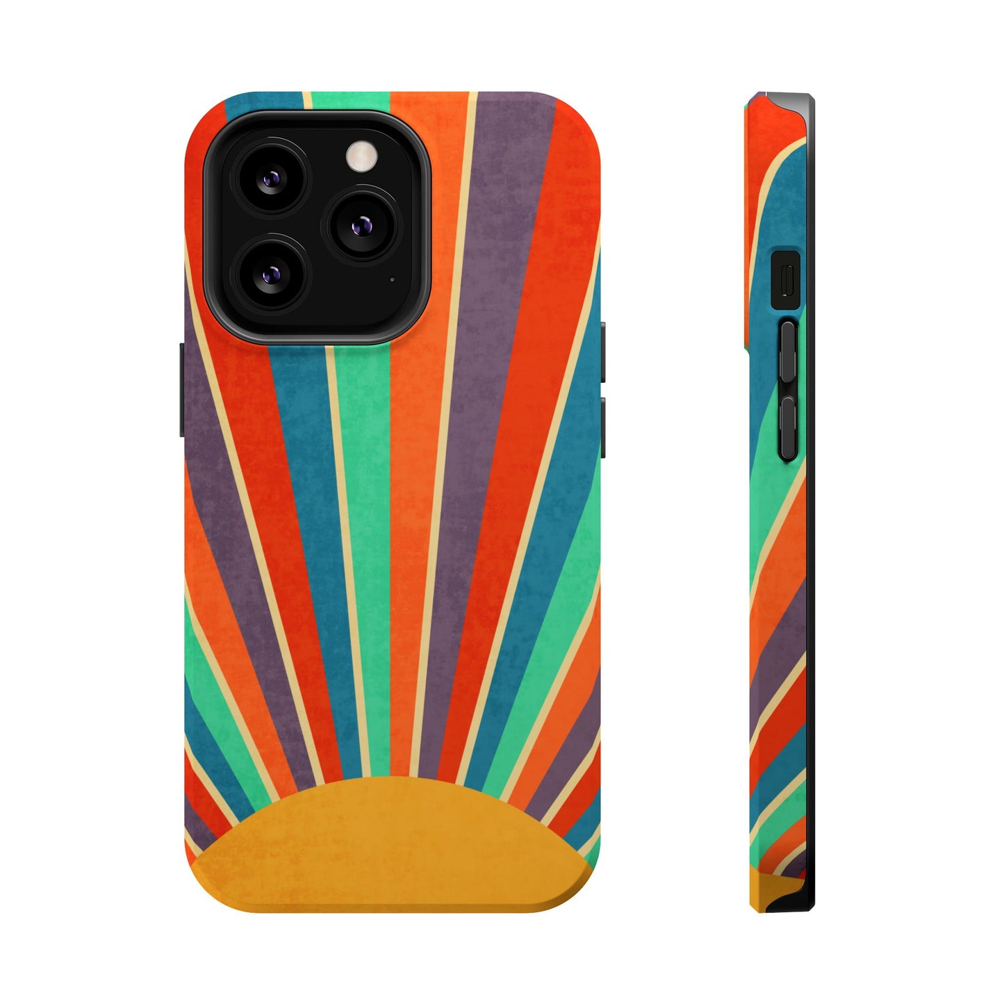 Retro Rainbow Sunburst MagSafe® Tough iPhone Case