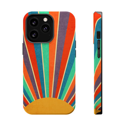 Retro Rainbow Sunburst MagSafe® Tough iPhone Case