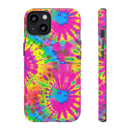 Neon Tie-Dye Burst Tough iPhone Case