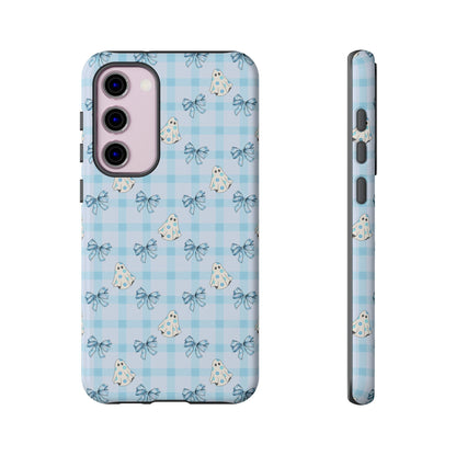 Blue Gingham Ghosts & Bows Samsung Galaxy Tough Case